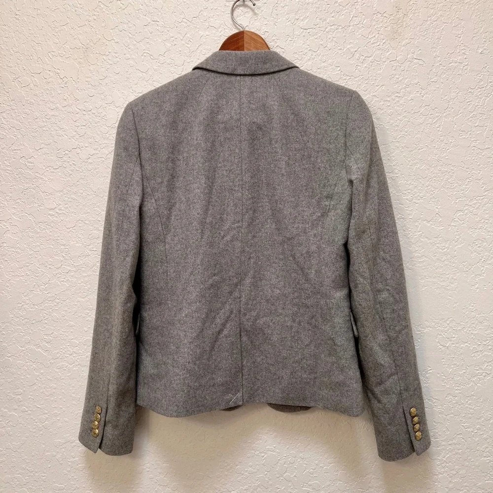 J.Crew Wool Blend Schoolboy Blazer Gray Gold Crest Button G7168 Womens 6 Preppy - Picture 4 of 6